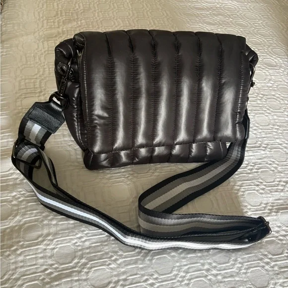 THINK ROYLN Shiny Black Quilted Crossbody Bag - Picture 3 of 7